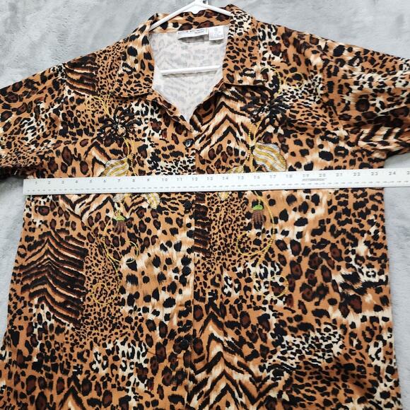 Vintage Allyson Whitmore Weekend Jacket Womens 1X Brown Animal Print Embroidered - Picture 6 of 8